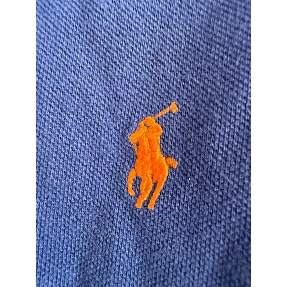 Polo Ralph Lauren Mens Royal Blue Short Sleeve Pique Polo Shirt Orange Pony L